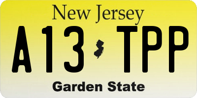 NJ license plate A13TPP