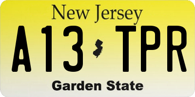 NJ license plate A13TPR