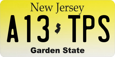 NJ license plate A13TPS