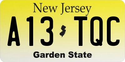 NJ license plate A13TQC