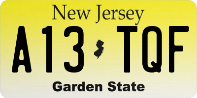 NJ license plate A13TQF