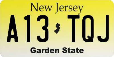 NJ license plate A13TQJ