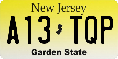 NJ license plate A13TQP