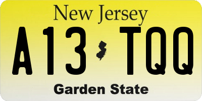 NJ license plate A13TQQ