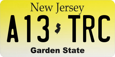 NJ license plate A13TRC