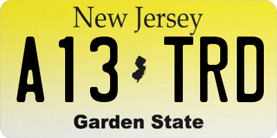 NJ license plate A13TRD