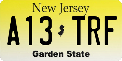 NJ license plate A13TRF