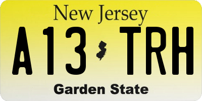 NJ license plate A13TRH