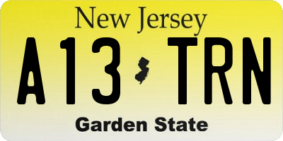 NJ license plate A13TRN