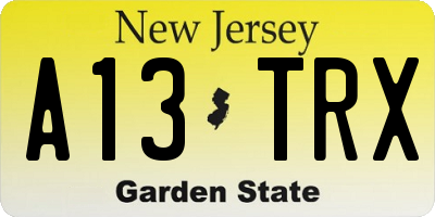 NJ license plate A13TRX