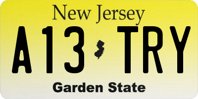 NJ license plate A13TRY
