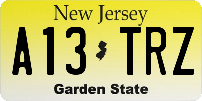 NJ license plate A13TRZ