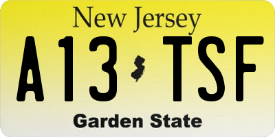 NJ license plate A13TSF