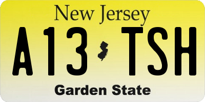 NJ license plate A13TSH