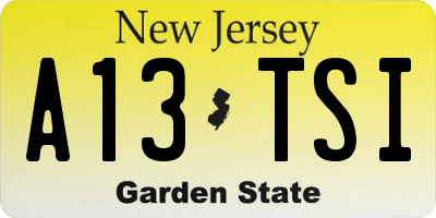 NJ license plate A13TSI