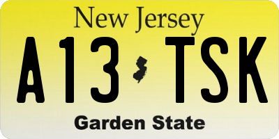 NJ license plate A13TSK