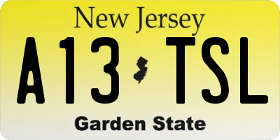 NJ license plate A13TSL