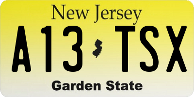 NJ license plate A13TSX