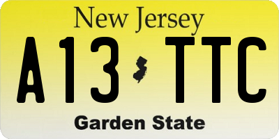 NJ license plate A13TTC