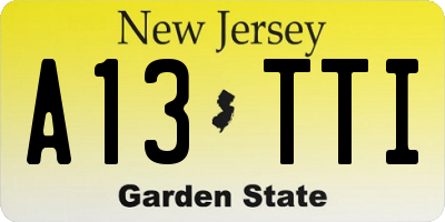 NJ license plate A13TTI