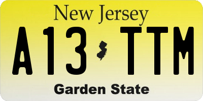 NJ license plate A13TTM