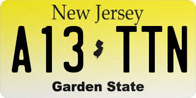 NJ license plate A13TTN