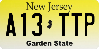 NJ license plate A13TTP