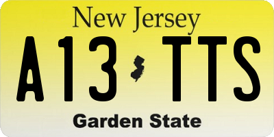NJ license plate A13TTS