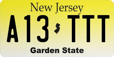 NJ license plate A13TTT