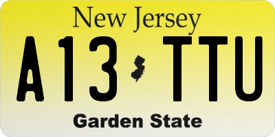 NJ license plate A13TTU