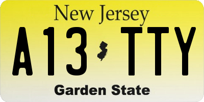 NJ license plate A13TTY