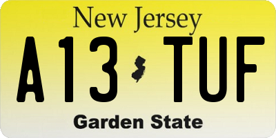 NJ license plate A13TUF