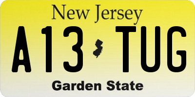 NJ license plate A13TUG