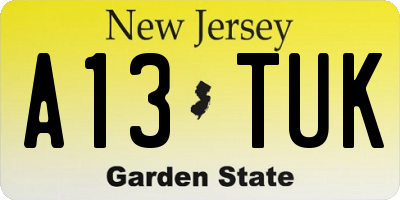 NJ license plate A13TUK