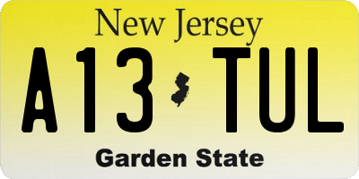 NJ license plate A13TUL