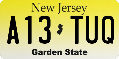 NJ license plate A13TUQ