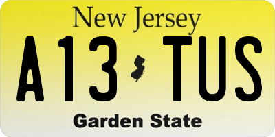 NJ license plate A13TUS