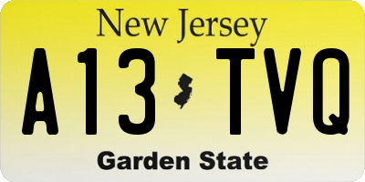 NJ license plate A13TVQ