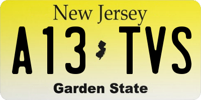 NJ license plate A13TVS