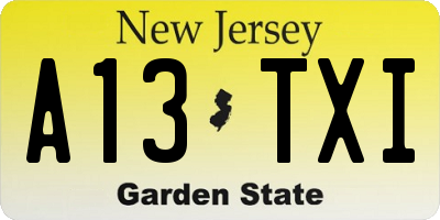 NJ license plate A13TXI