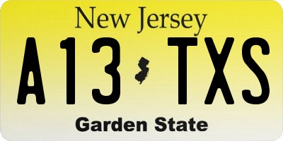 NJ license plate A13TXS