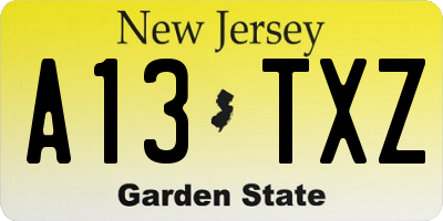 NJ license plate A13TXZ