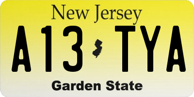 NJ license plate A13TYA