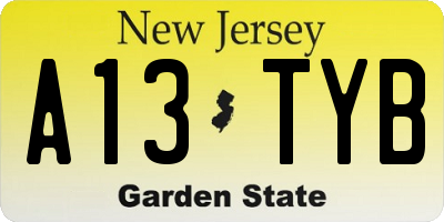 NJ license plate A13TYB