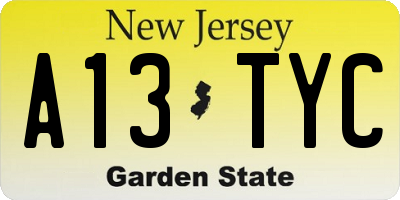 NJ license plate A13TYC