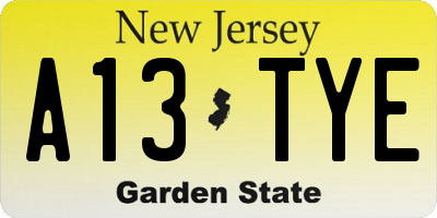 NJ license plate A13TYE