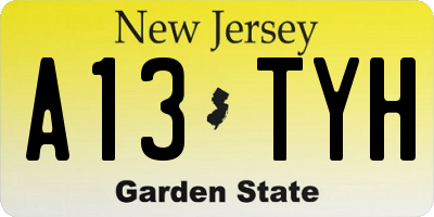 NJ license plate A13TYH