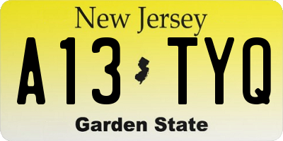 NJ license plate A13TYQ