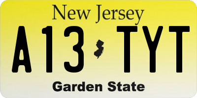 NJ license plate A13TYT