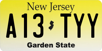 NJ license plate A13TYY